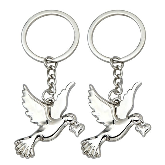 2Pcs Metal Shaped Keychains Decorative Keychain Pigeon Simple Style Key Rings