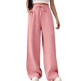 thumbnail image 2 of Women'S High Waist Slim Fit Draped Casual Tie Front Wide Leg Pants Pink XXL, 2 of 9