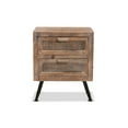 thumbnail image 3 of Calida Mid-Century Modern Whitewashed Natural Brown Finished Wood and Rattan 2-Drawer Nightstand, 3 of 5