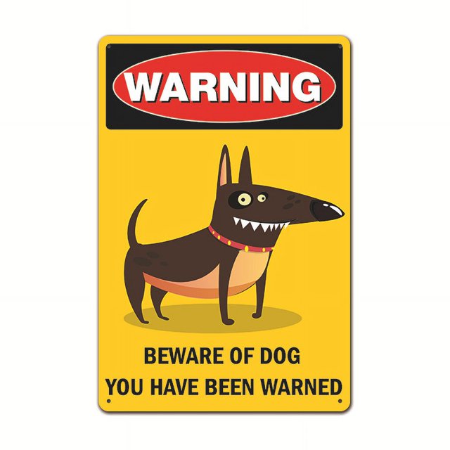 Tenga cuidado con el perro del patio, pintura en hojalata retro, prohibición de jardín, señal de advertencia, decoración del hogar, pintura colgante sin marco