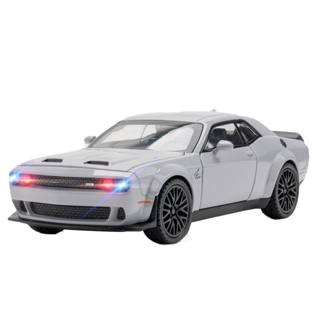 Ymhat Toy Cars 1/32 Dodge Challenger Coches de Juguete de Metal Fundido a presión Coche de Juguete Hellcat con Sonido y luz Coche Hellcat extraíble para niños y niños de 3 años o más