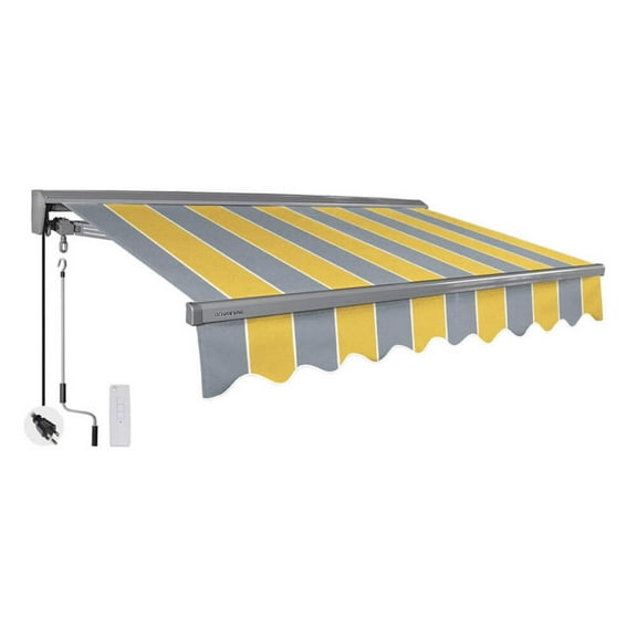 Advaning Classic Series 12x10 ft. Electric Retractable Sunshade Awning - Sunny Yellow