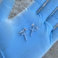 thumbnail image 6 of Real Solid 925 Sterling Silver Dangle Cross Bling Studs Iced Hip Hop Screw Back Earrings, 6 of 9