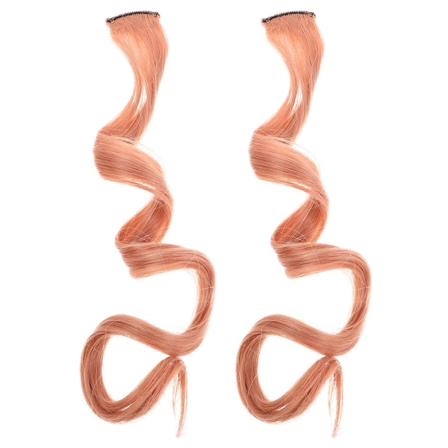 CIMAXIC Fête 2 Pcs Rallonges de Cheveux Colorées à Clip Perruque Rose Haute Température Postiche Synthétique Longue Bouclée Ondulée pour Femmes Cosplay et Fête,23.62"X1.38"X0.16 Pouces