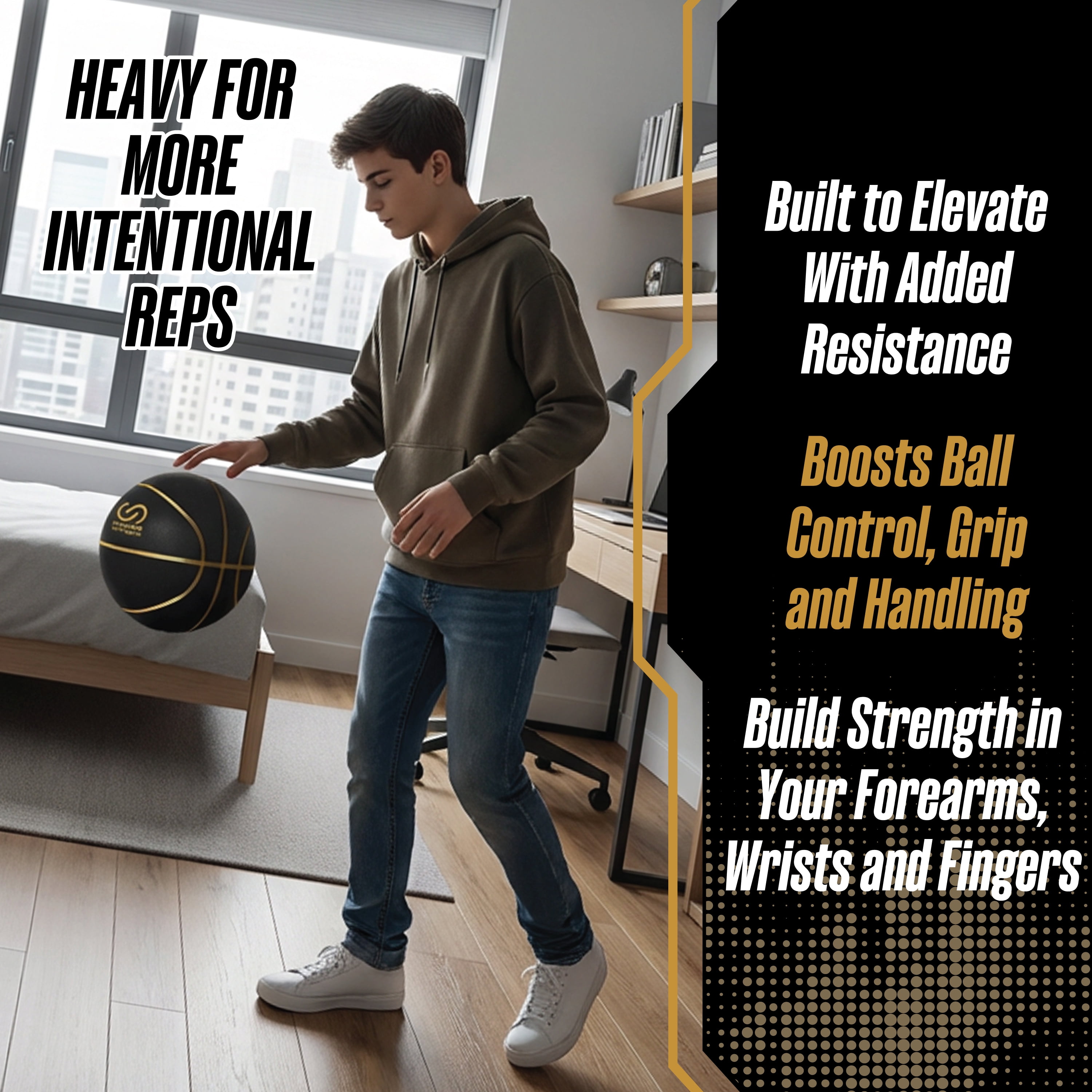 Supreme Silent Sports Pro Weighted Training Basketball, 2 lb Quiet Indoor Dribbling Ball