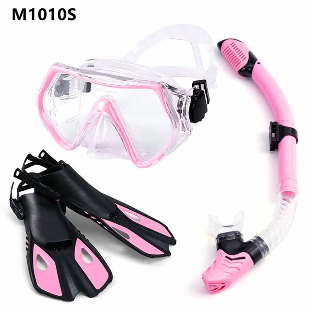 Equipo Completo de Snorkel, Máscara Panorámica de Gran Ángulo con Tubo de Respiro y Aletas, Accesorio para Buceo Recreativo en Aguas Poco Profundas