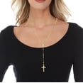 thumbnail image 2 of Floreo 10k Yellow Gold or Tri-Gold 3mm Rosary with Virgin Mary Medal and Crucifix of Jesus Cross Pendant Chain Necklace, 2 of 4