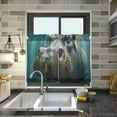 thumbnail image 6 of Cute Hippo Half Window Tier Curtains 36 Inch Blackout Thermal Insulating Kitchen Linen Tier Curtains for Kitchen, Bathroom, Cafe Home Decor, 6 of 7