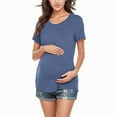 thumbnail image 4 of Womens Maternity Summer Short Sleeve Side Button Crew Neck Solid Color Tops T Shirt For Breastfeeding, 4 of 5