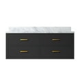 thumbnail image 3 of Castor 48 in W Black Single Bath Vanity and Carrara Marble Top, 3 of 11