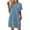 Blue, variant on Women's Fashionable Floral Print V-Neck Short Sleeve Dress with Pocket, Casual Pullover Summer Dress, Comfortable Loose Fit, Stylish Ladies Wear,Green,L