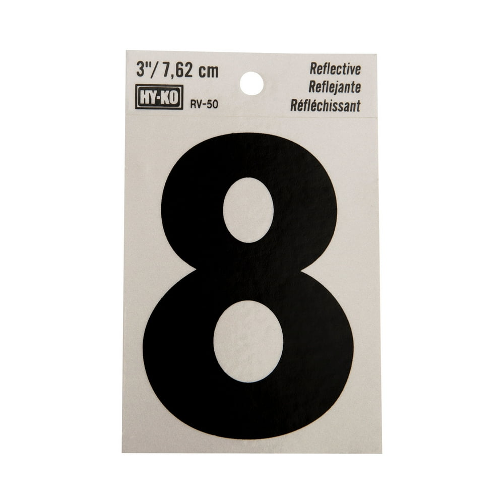 HyKo 3" Reflective Vinyl SelfAdhesive Sticker Number 8
