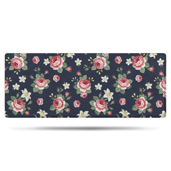Pioneer Flower Floral Print Pattern Bathroom Rugs Mat, Non Slip Microfiber Bathroom Rug with Rubber Backing, Soft Mats for Bathroom Floor Tub Shower, 24"x60"