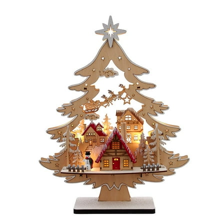 Kurt Adler 15-Inch Battery Operated 10-Light Tree With Village Scene