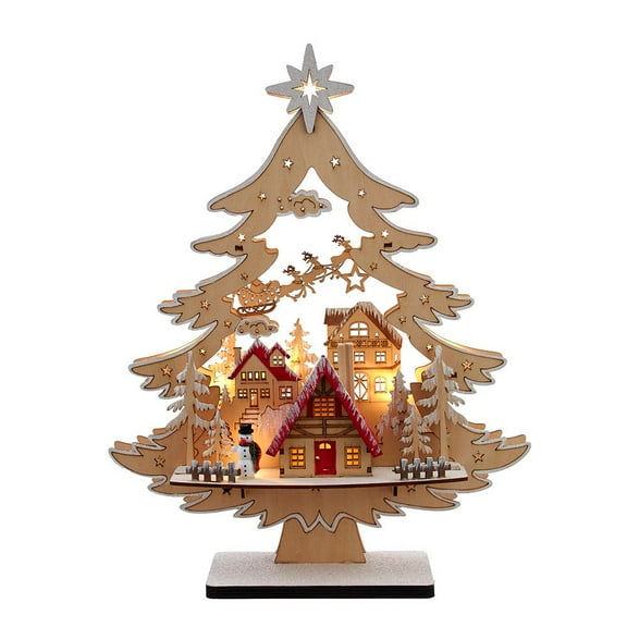 Kurt Adler 15-Inch Battery Operated 10-Light Tree With Village Scene