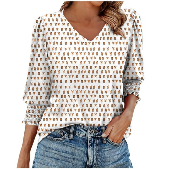 Fashion Saving LiMoi Women's Blouse Womens Tops Trendy Fall 3/4 Sleeve T Shirts for Women Loose Fit Womens Blouse My Items OrderedGifts