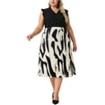 thumbnail image 2 of Agnes Orinda Women's Plus Size Skirts Print Pleated High Waisted Summer Casual A Line Midi Skirt 1X Black, 2 of 6