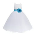 thumbnail image 2 of Ekidsbridal Girl Communion Flower Girl Dress - Floral Lace White Heart Cutout with Tiebow 172T-A (Size: 2-14), 2 of 3
