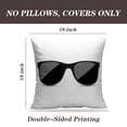 thumbnail image 2 of LALILO Throw Pillow Covers Black Hipster Sunglasses With Dark Glass White Cushion Cover 18" x 18", 2 Pack, 2 of 6