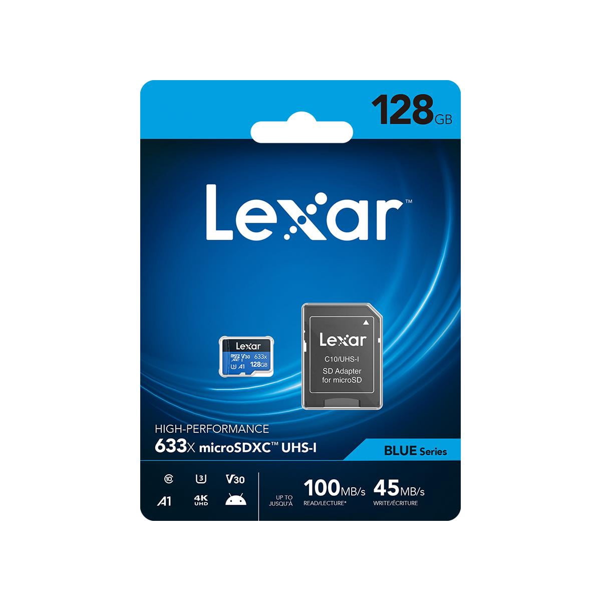 Lexar BLUE Series High-Performance 633x 128GB UHS-I microSDHC Memory Card with SD Adapter [5-Pack] With Slinger Digital Memory Card Wallet
