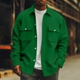 thumbnail image 2 of LISTHA Men's Casual Flap Pocket Button Front Long Sleeve Jackets Dark Green 5XL, 2 of 6