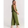 thumbnail image 5 of Women'S Pants Sets 2 Piece Outfits Sleeveless Round Neck Tank Tops Elastic Waist Wide Leg Green S, 5 of 10