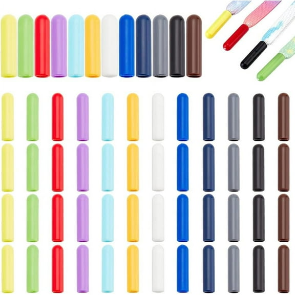 48pcs 12 Colors Shoelace Tips Plastic Shoelace Head Cord End Cap Shoelace Ends Replacement for DIY Jewelry Making Sneakers Canvas Hoodies Beach Pants Diy Reparing 20x5mm