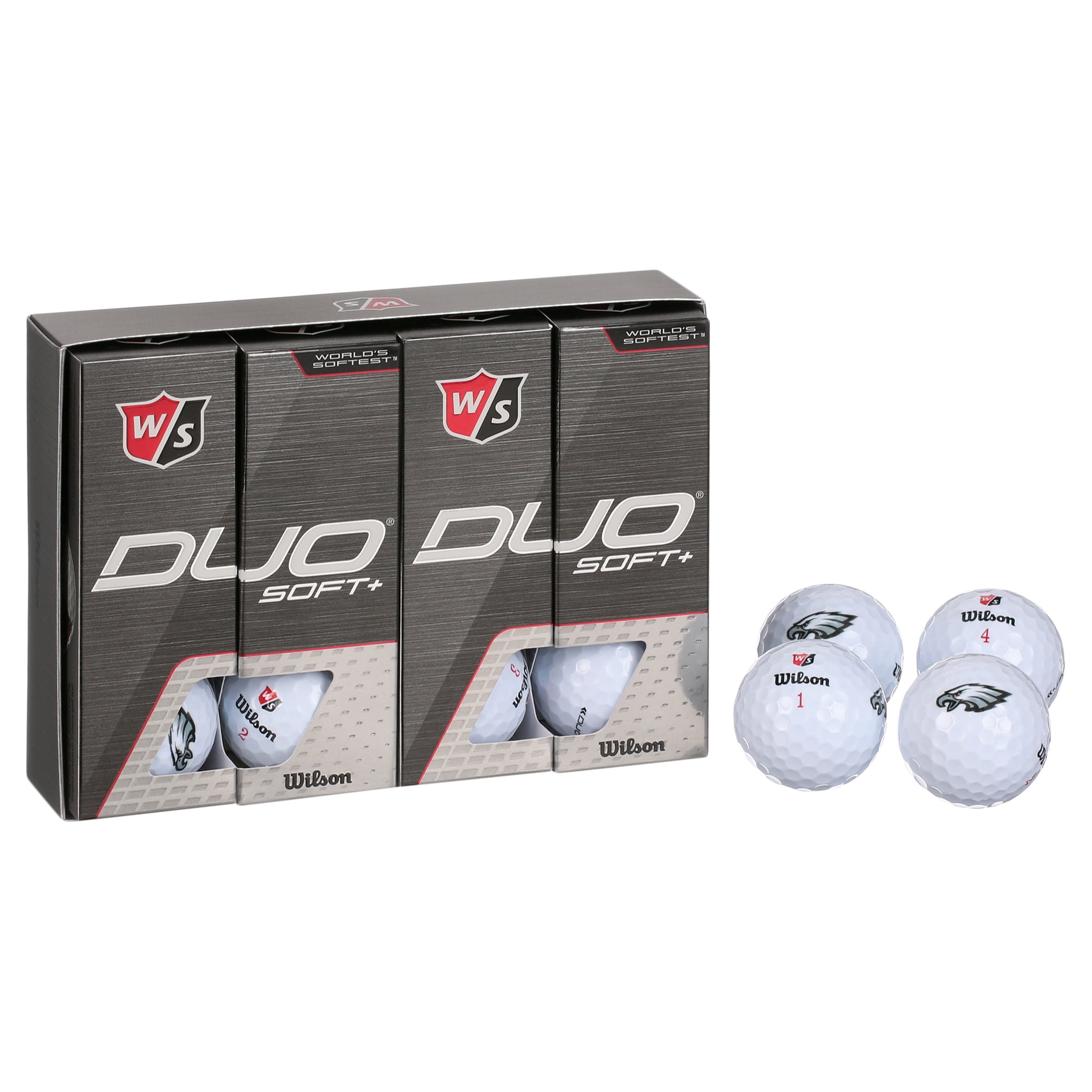 Wilson Staff Duo Soft + NFL Golf Balls White, Philadelphia Eagles