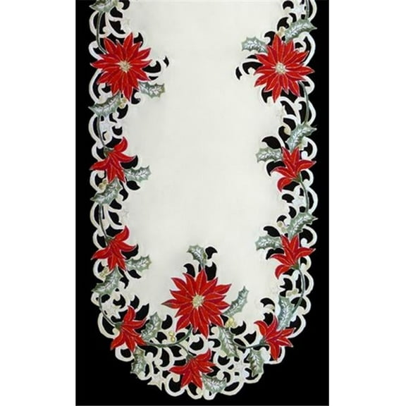 H7795 Red Poinsettia Oblong Table Cloth, 69 x 104 in.
