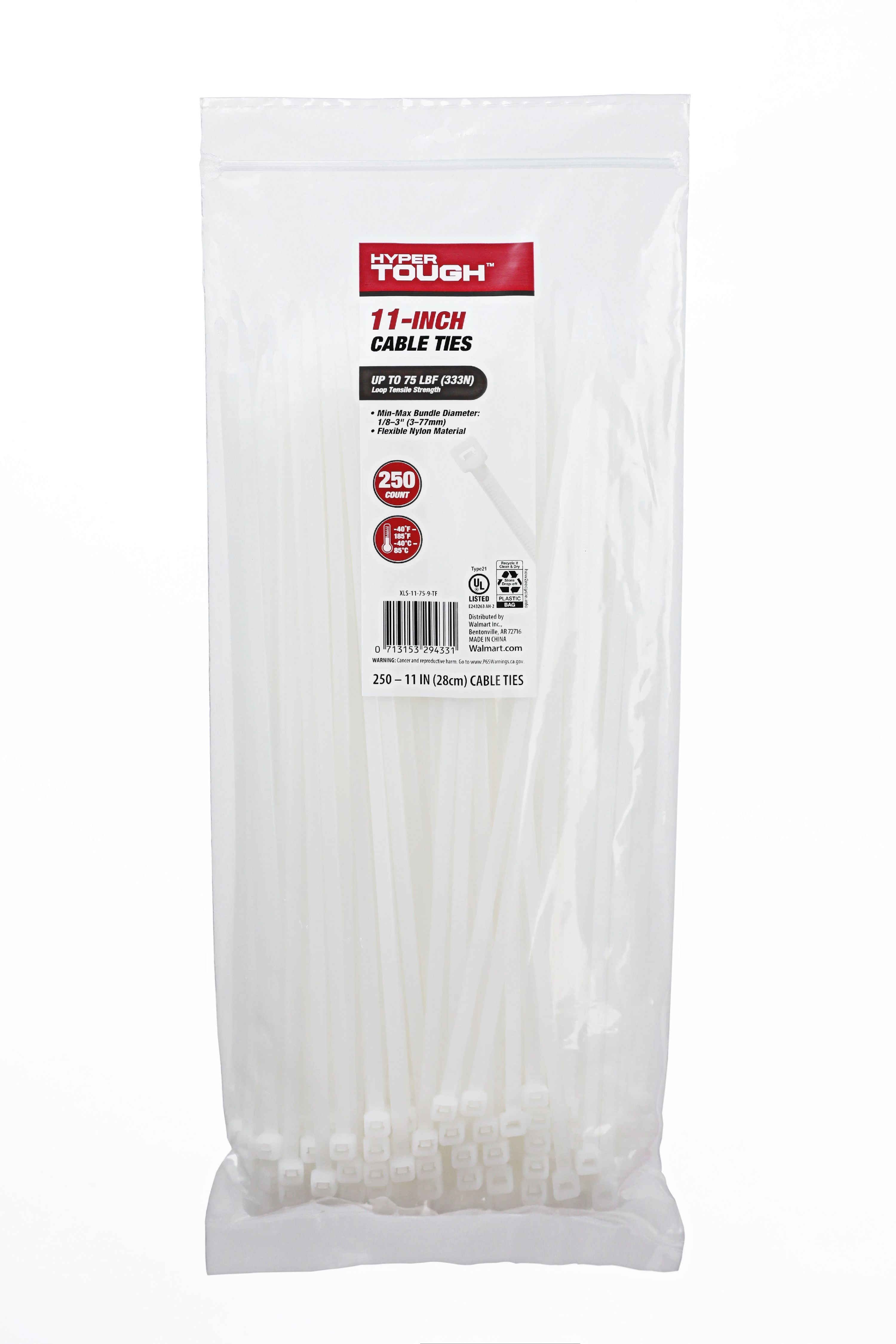 (2 pack) Hyper Tough 11inch Cable Tie Natural 250Pcs