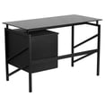 thumbnail image 4 of Maklaine Contemporary 2 Drawer Glass Top Home Office Desk in Black, 4 of 6