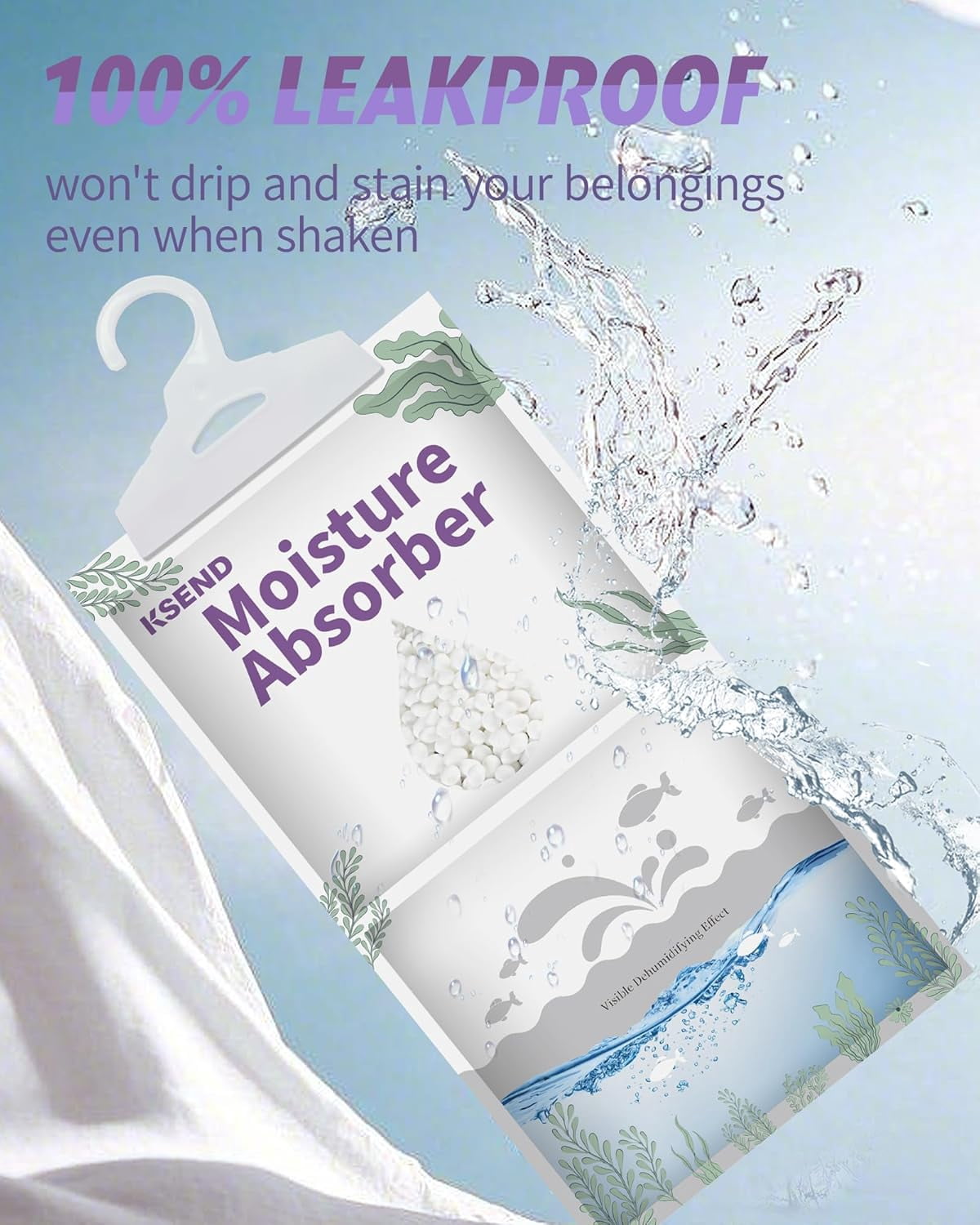 Moisture Absorbers 8 Packs - 9.8 oz Dehumidifier Bags, Portable Hanging Bags for Closet, Bathroom and Kitchen, Fragrance Free, 11.8'' x 6.3''