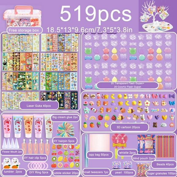 ZOUBAOQ 22/236/519pcs Guka Material Package Set Sticker Kids Keychain Card CUCKOO Box Set Gift Hand Goo