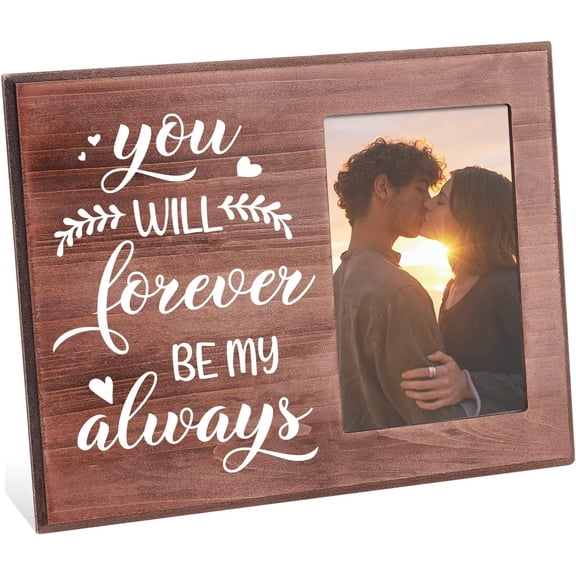 1pc Lovers Romantic Picture Frame - You Will Forever be My Always Engaged Couples Photo Frame Honeymoon Trip Photo Frame Gifts for Couples Lovers Valentine's Day Present- 4"x6"Photo Colorful