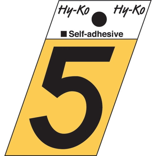 GR-10/7 Address Numbers, "7", Angle-Cut, Black/Gold Aluminum, Adhesive, 1.5-In. - Quantity 10