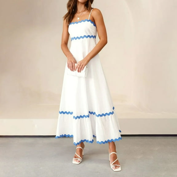 FRSASU Pajama Dress for Women 锛學omen'S Comfortable Color Halter Top Chest Mid-Length Dress Halter Neck Dress White 10(XL)