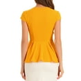 thumbnail image 3 of INSPIRAR CHIC Blusas de Peplum para Mujeres con Mangas Cortas y Cuello Redondo en Color Sólido XS Amarillo, 3 of 5