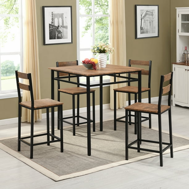 Euroco 5Piece Counter Height Dining Set, Vintage Oak