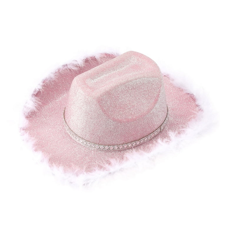 noarlalf hats for men pink hat with feather fluffy feather brim