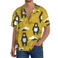 thumbnail image 3 of Xecao offers the Cartoon Bear Yellow for Men's Casual Short-sleeved Shirt, a button-up collared shirt with a pocket, perfect for beach vacations and yacht travel in the Large size., 3 of 7