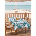 thumbnail image 2 of Outdoor Tablecloth with Umbrella Hole for Patio/Picnic/Party/Camping, Teal Palm Tree Waterproof Table Cloth Rectangle Table Cover Washable, Coastal Trees Summer Tropical Botanical (52"x 70"), 2 of 9