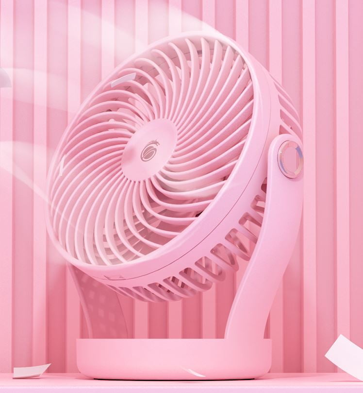 7" Portable Rechargeable Desk Fan 4Speed Breeze Adjustable Quiet 320 Rotation Pink