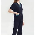 thumbnail image 3 of Women's Uniform Set - V-Neck Scrub Top & Straight Leg Scrub Pants with Multi-Pocket, Yoga Waistband, 4-Way Stretch,Navy XL, 3 of 4