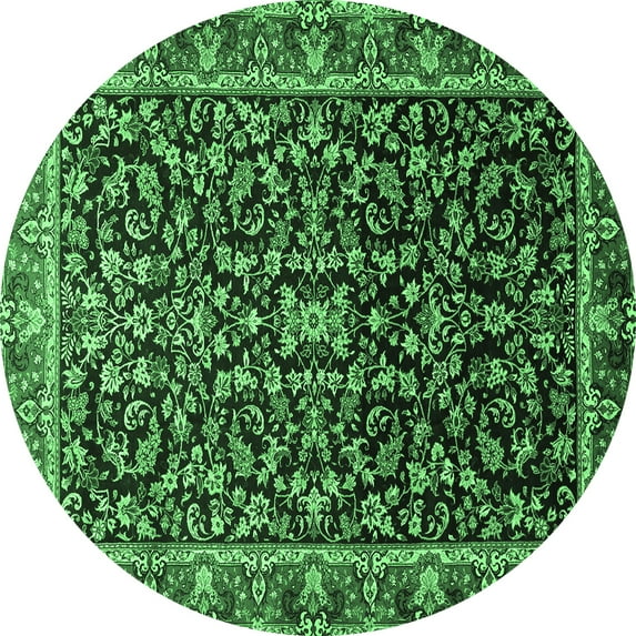 Ahgly Company Indoor Round Persian Emerald Green Traditional Area Rugs, 6' Round