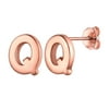 ChicSilver Sterling Silver Letter Stud Earrings Rose Gold Initial M Earring Studs