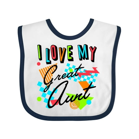 

Inktastic I Love My Great Aunt- 80s Retro Style Gift Baby Boy or Baby Girl Bib