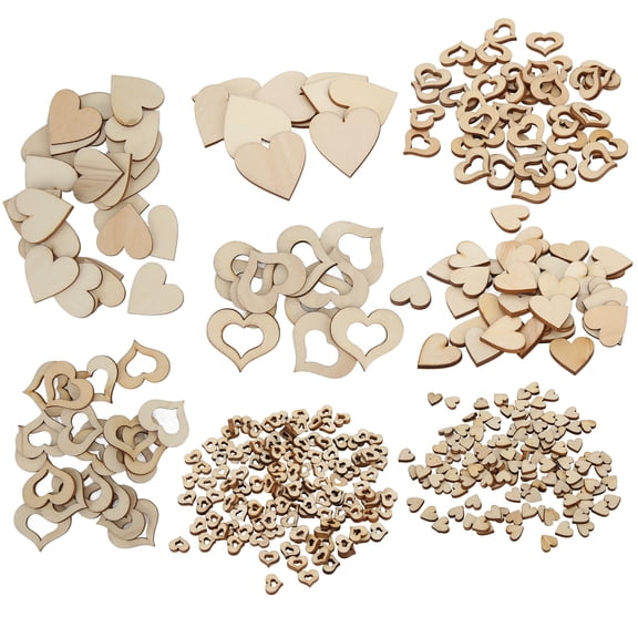 YOUTHINK Heart Cutouts,Wooden Hearts for Crafts,400Pcs Wood Heart Slices Embellishments Ornaments Wooden Chips for Wedding Decoration  Crafts