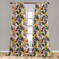 thumbnail image 4 of Ambesonne Hawaiian Curtains, Flowers Leaves Lines Dots, Pair of 28"x63", Dark Yellow and Pastel Pink, 4 of 4