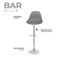 thumbnail image 4 of Sillas para Bar y Barra de Cocina con Respaldo y Reposapies de Altura Ajustable Banco Taburete Giratorio con Asiento Acolchado de Diseño Moderno Set 2 Piezas Gris, 4 of 7