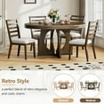 thumbnail image 5 of Harper & Bright Designs Farmhouse Extendable Round Dining Set for 4, Wood Round Kitchen Table with Leaf, 4 Upholstered Chairs for Dining Room, Walnut, 5 of 17